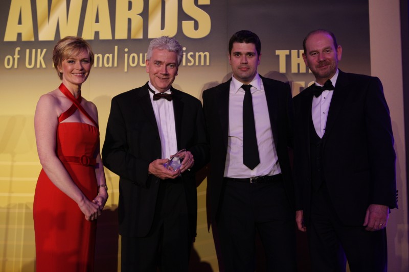 Tim Hallissey, second from the left, picked up the Best Sports Team award on behalf of his department at the Press Awards 2013 on Tuesday. 