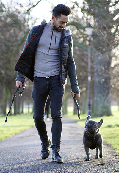 Carl Thompson with his french bulldog