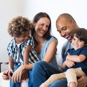 Family with children laughing