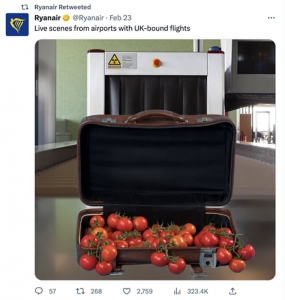Tweet from Ryanair