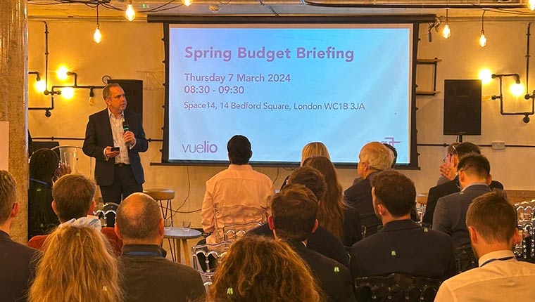 Andrew Hawkins speaking at the Vuelio Spring Budget Briefing for 2024