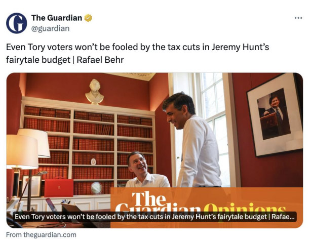 Spring Budget tweet from The Guardian