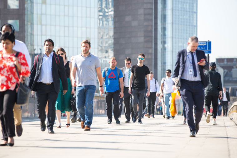 commuters working in the city