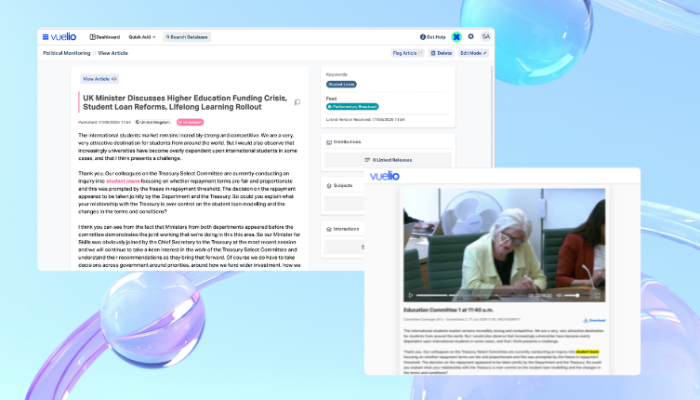 Broadcast and podcast monitoring on Vuelio